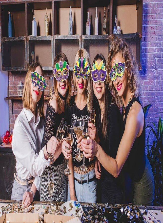 Glodecart 8PCS Mardi Gras Paper Masks for Cosplay, Mardi Gras Masks for Party Supplies Mardi Gras Carnival Face Masks - Image 5